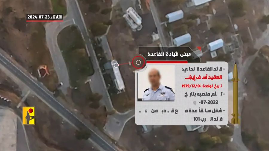 Kelompok bersenjata Lebanon Hizbullah telah menyiarkan video drone yang dikatakan menunjukkan fasilitas pertahanan udara, pesawat, dan unit penyimpanan bahan bakar di pangkalan udara Ramat David Israel. (X @alihashem_tv)