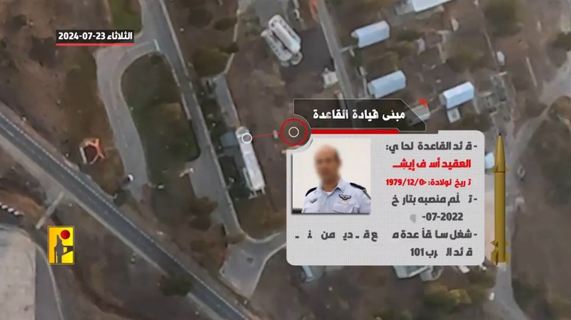 Kelompok bersenjata Lebanon Hizbullah telah menyiarkan video drone yang dikatakan menunjukkan fasilitas pertahanan udara, pesawat, dan unit penyimpanan bahan bakar di pangkalan udara Ramat David Israel. (X @alihashem_tv)
