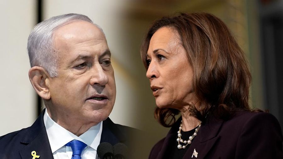 Foto Kolase PM Israel Benjamin Netanyahu dan Wakil Presiden AS Kamala Harris. (AP Photo)
