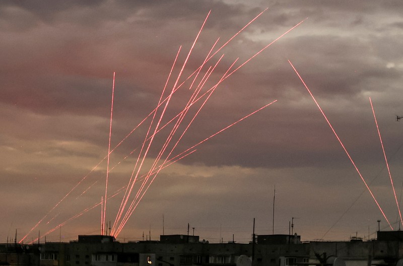 A view shows an explosion of shot down Russian drone, amid Russia's attack on Ukraine, in Kherson, Ukraine July 26, 2024. REUTERS/Stringer     TPX IMAGES OF THE DAY