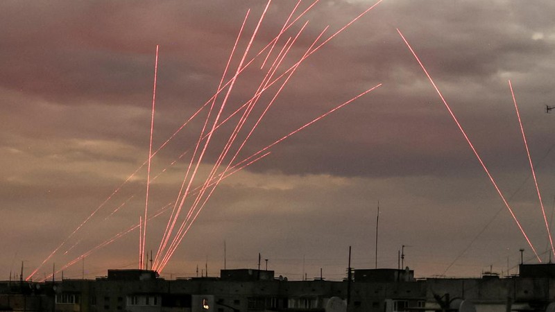A view shows an explosion of shot down Russian drone, amid Russia's attack on Ukraine, in Kherson, Ukraine July 26, 2024. REUTERS/Stringer     TPX IMAGES OF THE DAY