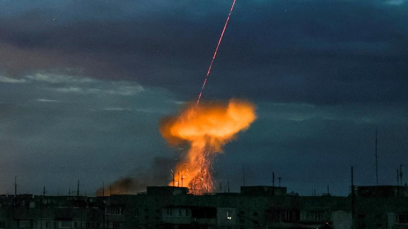 A view shows an explosion of shot down Russian drone, amid Russia's attack on Ukraine, in Kherson, Ukraine July 26, 2024. REUTERS/Stringer     TPX IMAGES OF THE DAY