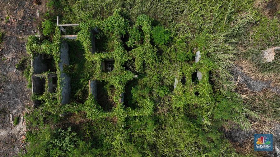 Foto udara suasana Perum Karawang Baru, di Desa Karanganyar, Kecamatan Klari, Karawang, Jawa Barat, Senin (29/7/2024). (CNBC Indonesia/Tri Susilo)
