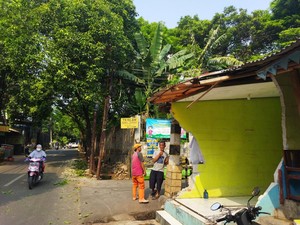 Mobil Boks Tersangkut Pohon Doyong lalu Tabrak Warung di Jaktim