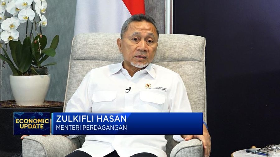 Menteri Perdagangan (Mendag) Zulkifli Hasan (Zulhas) dalam dialog Economic Update 2024 CNBC Indonesia. (Tangkapan layar CNBC Indonesia TV)