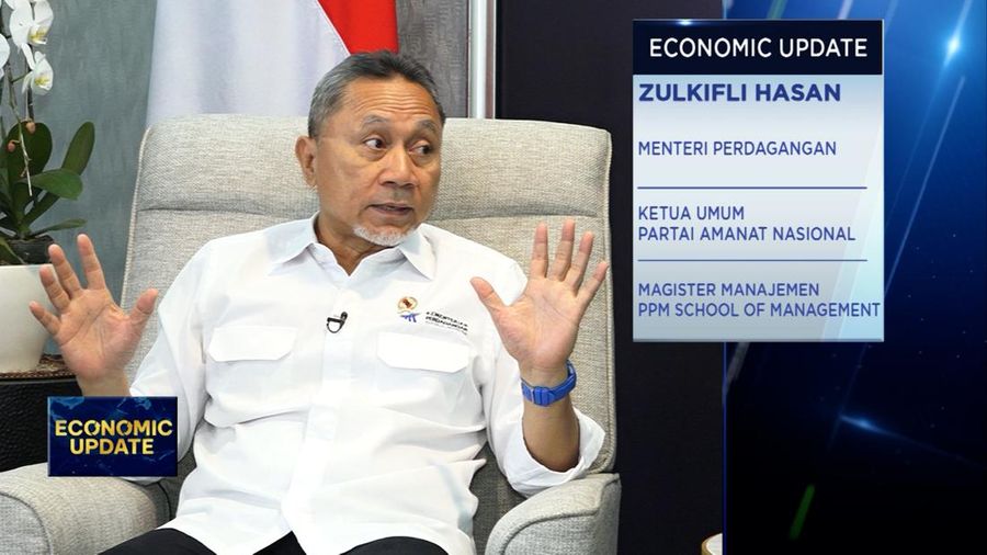 Menteri Perdagangan (Mendag) Zulkifli Hasan (Zulhas) dalam dialog Economic Update 2024 CNBC Indonesia. (CNBC Indonesia TV)