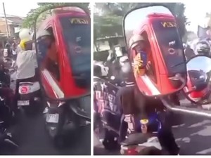 Mobil Damkar Kejebak Konvoi Motor, Tak Dikasih Jalan Meski Sudah Diklakson