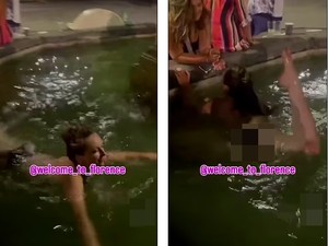 Duh, Sabar ya Italia... Lagi-lagi Ada Wanita Berenang Topless di Air Mancur