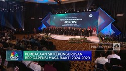 Jokowi Saksikan Pengukuhan Pengurus GAPENSI Periode 2024-2029