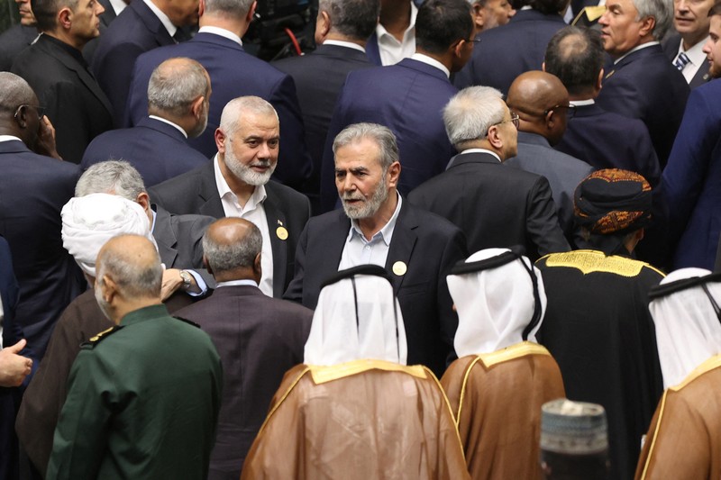 Pemimpin tertinggi kelompok Hamas Palestina, Ismail Haniyeh menghadiri upacara pelantikan Presiden baru Iran, Masoud Pezeshkian di parlemen Teheran, Iran, Selasa (30/7/2024). (Majid Asgaripour/WANA via REUTERS) Pemimpin tertinggi kelompok Hamas Palestina, Ismail Haniyeh menghadiri upacara pelantikan Presiden baru Iran, Masoud Pezeshkian di parlemen Teheran, Iran, Selasa (30/7/2024). (Majid Asgaripour/WANA via REUTERS)