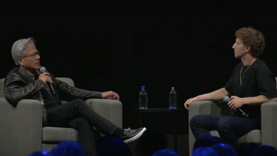 CEO NVIDIA Jensen Huang dan CEO Meta Mark Zuckerberg.
