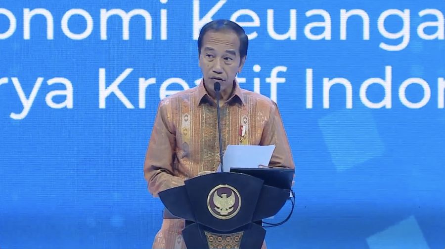 Presiden Joko Widodo saat memberikan sambutan dalam Upacara Pembukaan FEKDI x KKI 2024. (Tangkapan Layar Youtube Bank Indonesia)