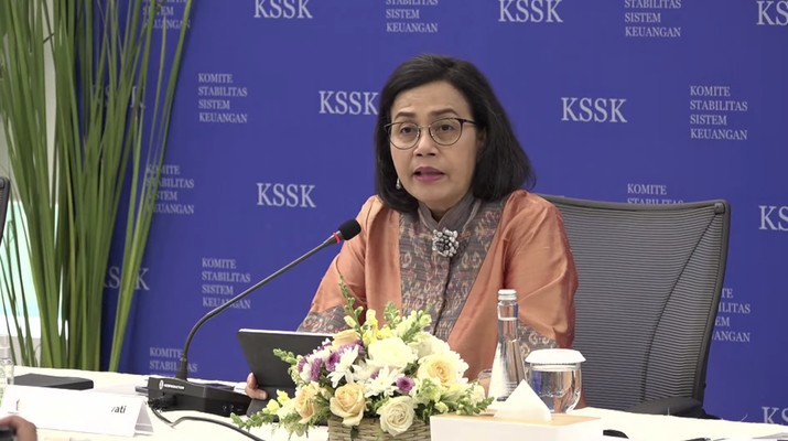 Menteri Keuangan, Sri Mulyani Indrawati dalam Konferensi Pers KSSK : Hasil Rapat Berkala KSSK III Tahun 2024. (Tangkapan Layar Youtube kementerian Keuangan)