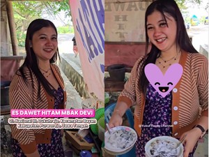 Cantik dan Seksi, Penjual Es Dawet Ireng Ini Bikin Salfok