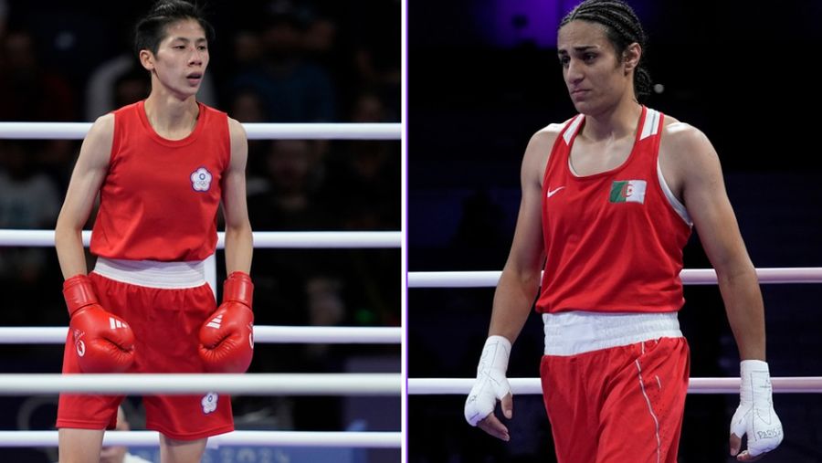 Foto kombinasi Lin Yu-Ting dari Taiwan dan Imane Khelif dari Al Jazair dari Al Jazair. AP Photo