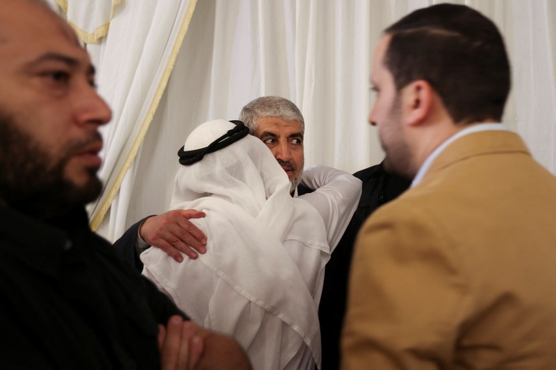 ISRAEL-PALESTINIANS/HAMAS-QATAR People attend the funeral of assassinated Hamas chief Ismail Haniyeh at Imam Muhammad ibn Abd al-Wahhab Mosque, on the day of his burial, in Doha, Qatar, August 2, 2024, in this screengrab taken from video. Qatar TV via REUTERS THIS IMAGE HAS BEEN SUPPLIED BY A THIRD PARTY
