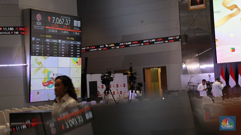Pengunjung melintas di depan layar pergerakan saham di Bursa Efek Indonesia, Jakarta, Senin (5/8/2024). Koreksi Indeks Harga Saham Gabungan (IHSG) terpantau sudah mencapai 4% pada perdagangan sesi II. (CNBC Indonesia/Muhammad Sabki) Pengunjung melintas di depan layar pergerakan saham di Bursa Efek Indonesia, Jakarta, Senin (5/8/2024). Koreksi Indeks Harga Saham Gabungan (IHSG) terpantau sudah mencapai 4% pada perdagangan sesi II. (CNBC Indonesia/Muhammad Sabki)