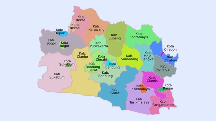 Peta Jawa Barat. (Dok. istimewa via Detikcom)
