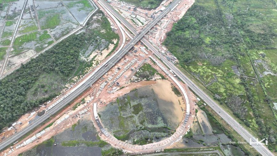 Pogress pembangunan Simpang Susun (Junction) Palembang. (Dok. Hutama Karya)