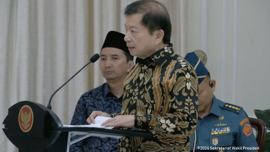 Menteri PPN/Kepala Bappenas Suharso Monoarfa menghadiri Acara Peluncuran Indonesian Biodiversity Strategy and Action Plan (IBSAP) 2025-2045, yang dilaksanakan di Aula Istana Wakil Presiden RI, Jakarta, 8 Agustus 2024. (Tangkapan layar Youtube Sekertariat Wakil Presiden)