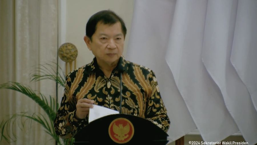 Menteri PPN/Kepala Bappenas Suharso Monoarfa menghadiri Acara Peluncuran Indonesian Biodiversity Strategy and Action Plan (IBSAP) 2025-2045, yang dilaksanakan di Aula Istana Wakil Presiden RI, Jakarta, 8 Agustus 2024. (Tangkapan layar Youtube Sekertariat Wakil Presiden)