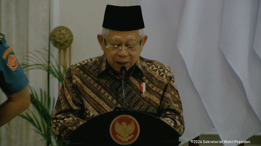 Wakil Presiden RI Ma'ruf Amin menghadiri Acara Peluncuran Indonesian Biodiversity Strategy and Action Plan (IBSAP) 2025-2045, yang dilaksanakan di Aula Istana Wakil Presiden RI, Jakarta, 8 Agustus 2024. (Tangkapan layar Youtube Sekertariat Wakil Presiden)