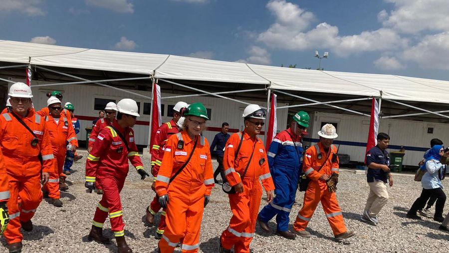 Menteri ESDM Arifin Tasrif mengunjungi Lapangan Banyu Urip, Blok Cepu, yang dikelola ExxonMobil Cepu Ltd, Jumat (09/08/2024). (CNBC Indonesia/Verda Nano Setiawan)