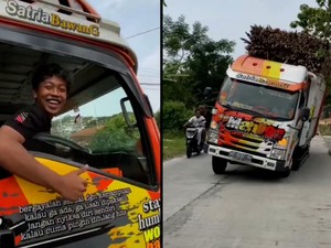 Tadinya Cengengesan, Sopir Truk Ugal-ugalan di Sragen Lesu Ditilang Polisi