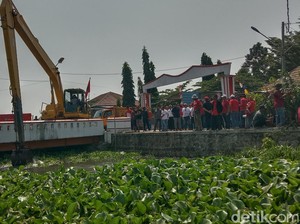 Eceng Gondok yang Menginvasi Sungai Sojar Indramayu Diberangus