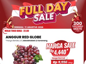 Beli Anggur Red Globe di Transmart Full Day Sale Murah Meriah, Cuma Rp 4 Ribuan