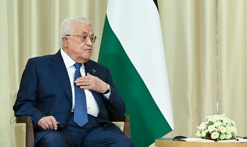 Russian President Vladimir Putin attends a meeting with Palestinian President Mahmoud Abbas outside Moscow, Russia August 13, 2024. Sputnik/Alexey Maishev/Pool via REUTERS ATTENTION EDITORS - THIS IMAGE WAS PROVIDED BY A THIRD PARTY.