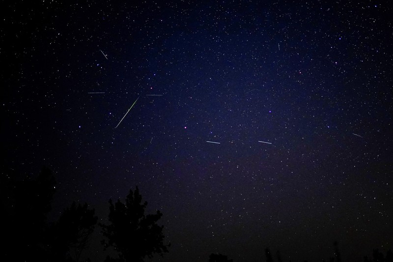 Para astronom mengamati langit utara selama hujan meteor Perseid di Kozjak, Makedonia Utara, 12 Agustus 2024. (REUTERS/Ognen Teofilovski)