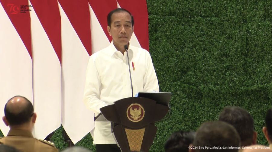 Pengarahan Presiden Jokowi Kepada Kepala Daerah Seluruh Indonesia, IKN, Selasa (13/8/2024). (Tangkapan Layar Youtube Sekretariat Presiden)