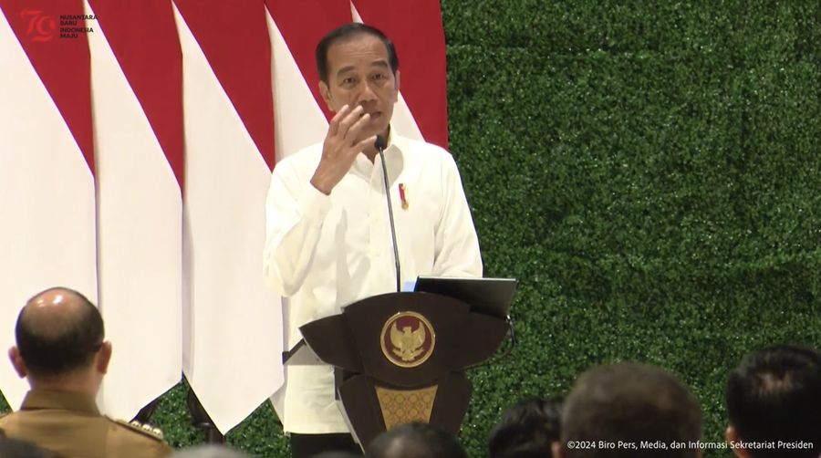 Pengarahan Presiden Jokowi Kepada Kepala Daerah Seluruh Indonesia, IKN, Selasa (13/8/2024). (Tangkapan Layar Youtube Sekretariat Presiden)