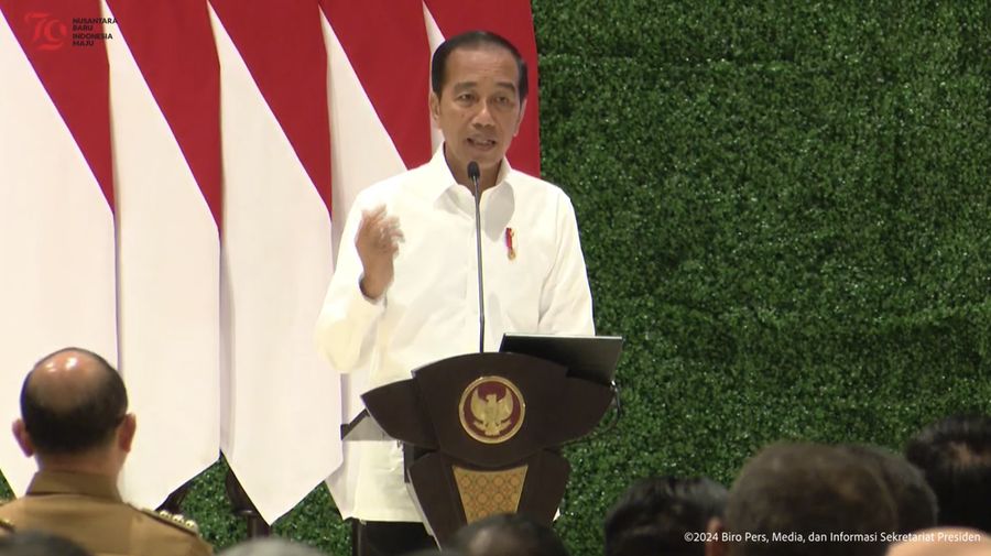 Pengarahan Presiden Jokowi Kepada Kepala Daerah Seluruh Indonesia, IKN, Selasa (13/8/2024). (Tangkapan Layar Youtube Sekretariat Presiden)