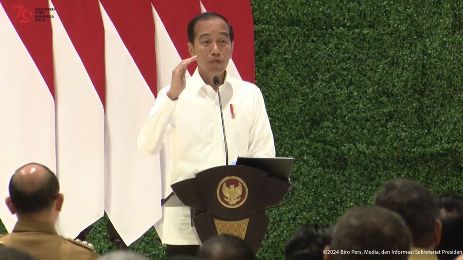 Pengarahan Presiden Jokowi Kepada Kepala Daerah Seluruh Indonesia, IKN, Selasa (13/8/2024). (Tangkapan Layar Youtube Sekretariat Presiden)