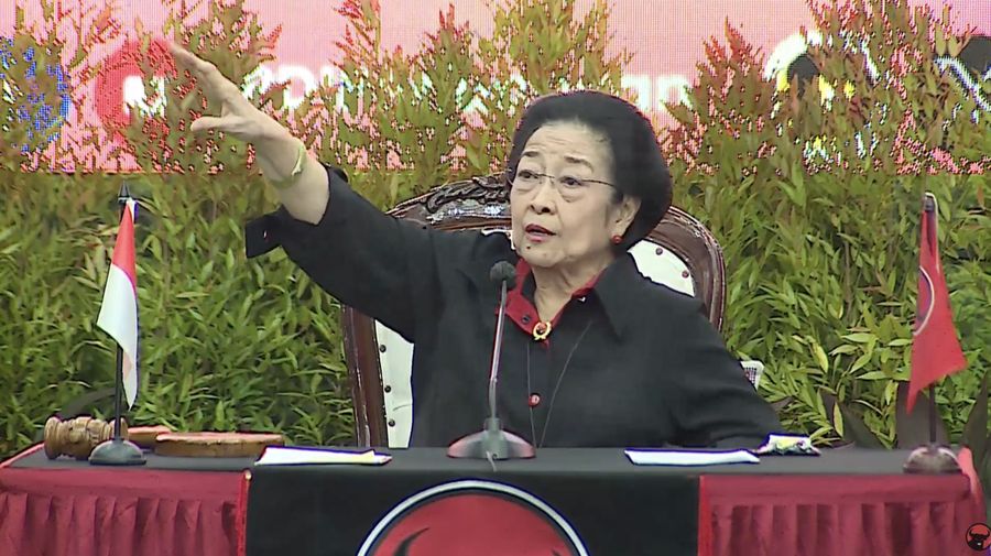 Ketua Umum Partai Demokrasi Indonesia Perjuangan (PDIP) Megawati Soekarno Putri dalam Pengumuman Bakal Calon Kepala Daerah atau Wakil Kepala Daerah Kader PDI Perjuangan. (Tangkapan Layar Youtube PDI Perjuangan)