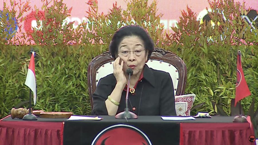 Ketua Umum Partai Demokrasi Indonesia Perjuangan (PDIP) Megawati Soekarno Putri dalam Pengumuman Bakal Calon Kepala Daerah atau Wakil Kepala Daerah Kader PDI Perjuangan. (Tangkapan Layar Youtube PDI Perjuangan)