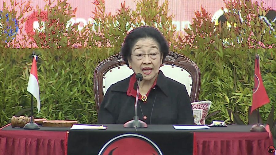 Ketua Umum Partai Demokrasi Indonesia Perjuangan (PDIP) Megawati Soekarno Putri dalam Pengumuman Bakal Calon Kepala Daerah atau Wakil Kepala Daerah Kader PDI Perjuangan. (Tangkapan Layar Youtube PDI Perjuangan)