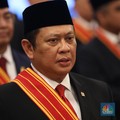 Ketua MPR RI Bambang Soesatyo dalam acara upacara penganugerahan tanda kehormatan Republik Indonesia, Istana Negara, (14/8/2024). (CNBC Indonesia/Tri Susilo)