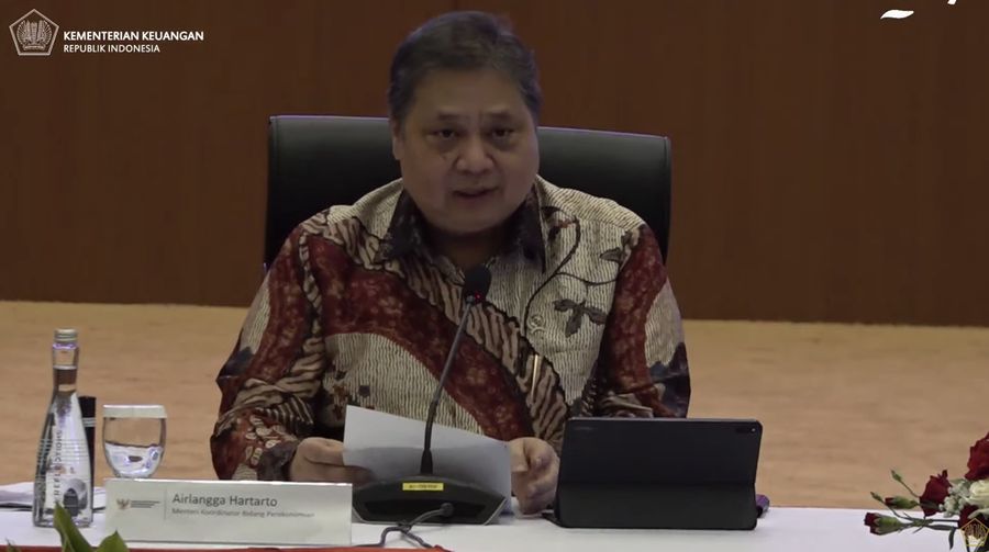 Menko Perekonomian Airlangga Hartarto dalam Konferensi Pers Nota Keuangan dan Rancangan Anggaran Pendapatan dan Belanja Negara (RAPBN) 2025 di Kementerian Keuangan, Jakarta, Jumat (16/8/2024). (Tangkapan Layar Youtube Kementerian Keuangan RI)