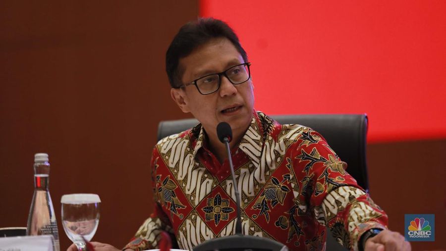 Menteri Kesehatan Budi Gunadi Sadikin dalam Konferensi Pers Nota Keuangan dan Rancangan Anggaran Pendapatan dan Belanja Negara (RAPBN) 2025 di Kantor Kementerian Keuangan, Jakarta, Jumat (16/8/2024). (²©²ÊÍøÕ¾/Muhammad Sabki)