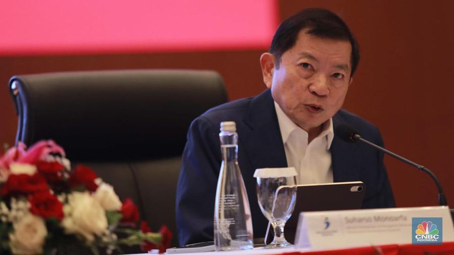 Menteri PPN/Bappenas, Suharso Monoarfa, Konferensi Pers Nota Keuangan dan Rancangan Anggaran Pendapatan dan Belanja Negara (RAPBN) 2025 di Kantor Kementerian Keuangan, Jakarta, Jumat (16/8/2024). (CNBC Indonesia/Muhammad Sabki)