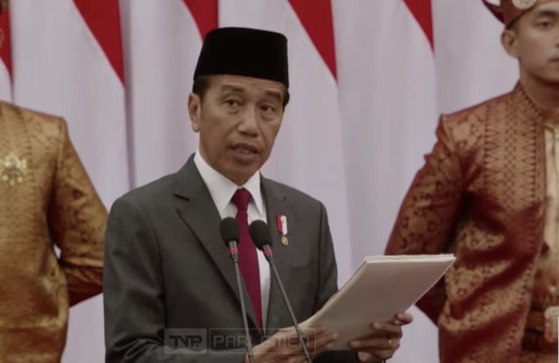 Ketua DPR RI, Puan Maharani dalam Sidang Tahunan MPR dan Sidang Bersama DPR RI-DPD RI di gedung DPR/MPR RI, Jakarta, Jumat (16/8/2024). (Tangkapan Layar Youtube DPR RI)