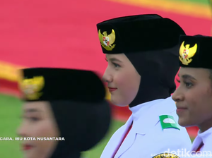 Momen Paskibraka Kenakan Jilbab di Upacara HUT ke-17 RI di IKN