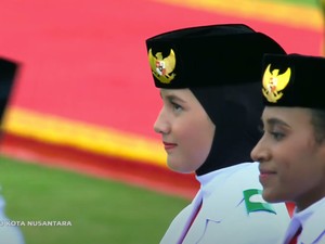 Sejumlah Paskibraka Kenakan Jilbab Saat Upacara HUT ke-79 RI di IKN