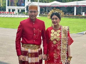 Serasinya Pasangan Ibas-Aliya Berkostum Bugis di Istana Merdeka
