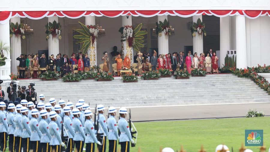 Suasana Upacara Peringatan Detik-Detik Proklamasi Kemerdekaan RI, Sabtu (17/8/2024) di Istana Merdeka. (CNBC Indonesia/Tri Susilo)