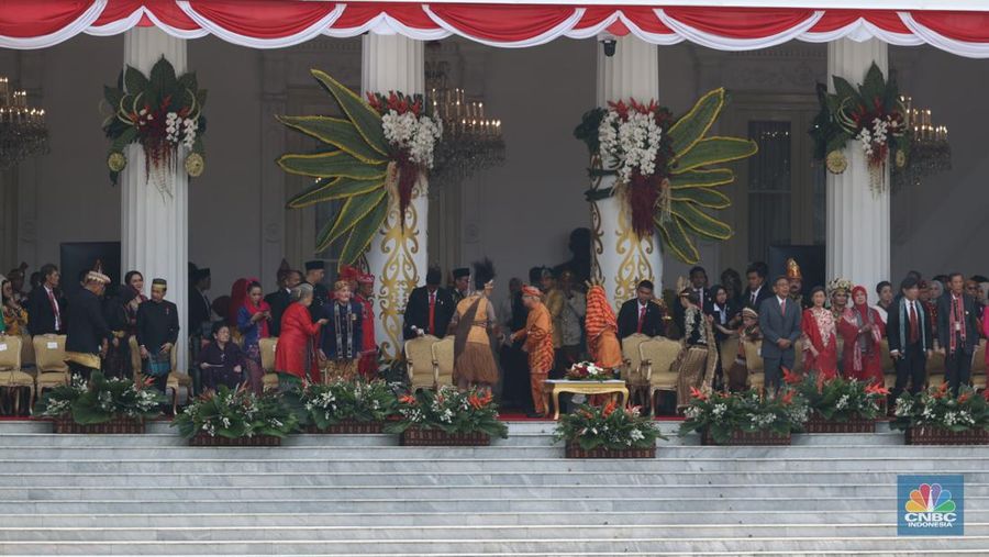 Suasana Upacara Peringatan Detik-Detik Proklamasi Kemerdekaan RI, Sabtu (17/8/2024) di Istana Merdeka. (CNBC Indonesia/Tri Susilo)