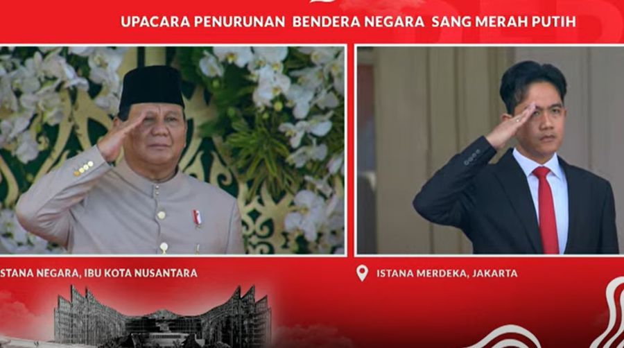 Upacara Penurunan Bendera Negara Sang Merah Putih, 17 Agustus 2024. (Tangkapan Layar Youtube)